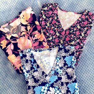 WOMENS SET OF 3 NURSING SCRUB TOPS